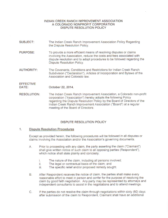Dispute Resolution Policy