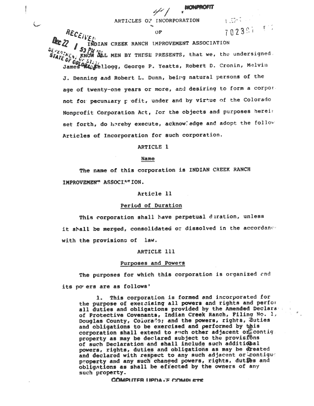 Articles of Incorporation 1986